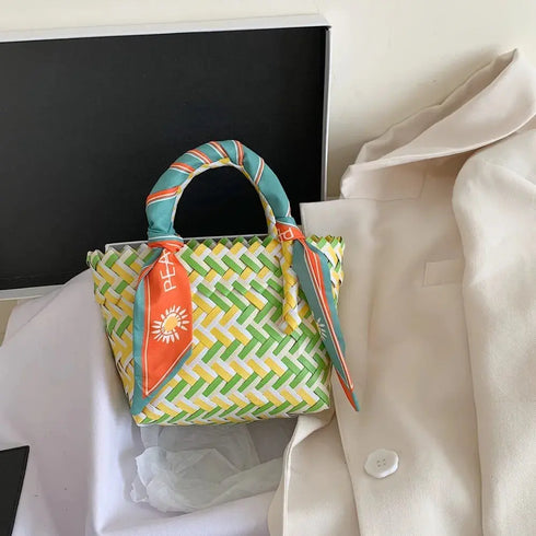 'Sonnet' Woven Ribbon Handbag - Celes Fashion
